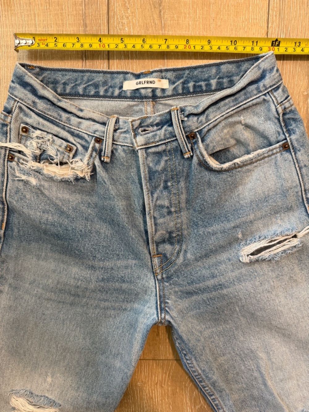 GRLFRND Light Blue Distressed Slim Straight Jeans - Picture 2 of 9